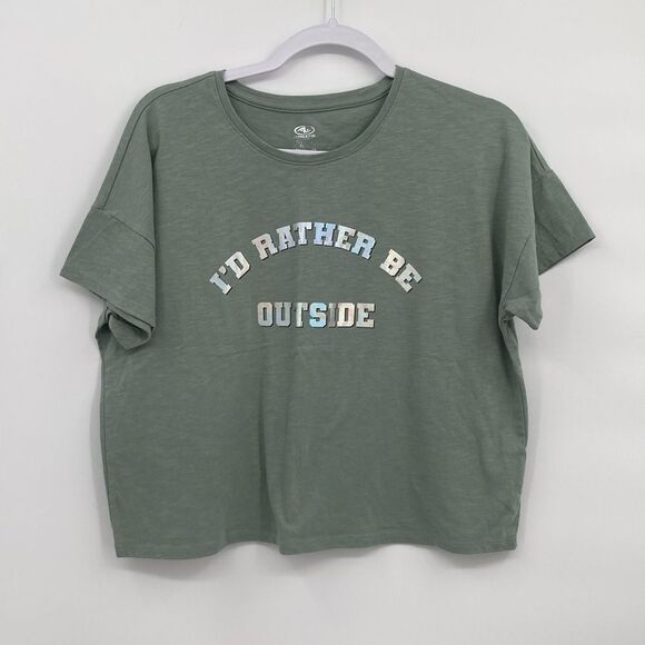 Athletic Works I'd Rather Be Outside T-shirt Oversized Raglan Sleeve Cropped XL - Picture 1 of 6